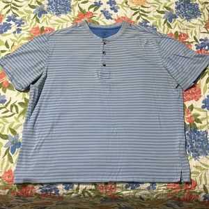 George men’s XL Henley style blue striped short sleeve tee shirt